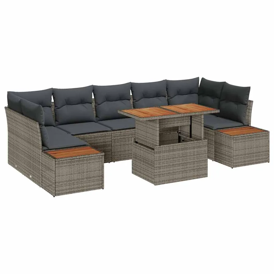 Ensemble de canapé de jardin 8 pcs Gris Poly rotin - 2