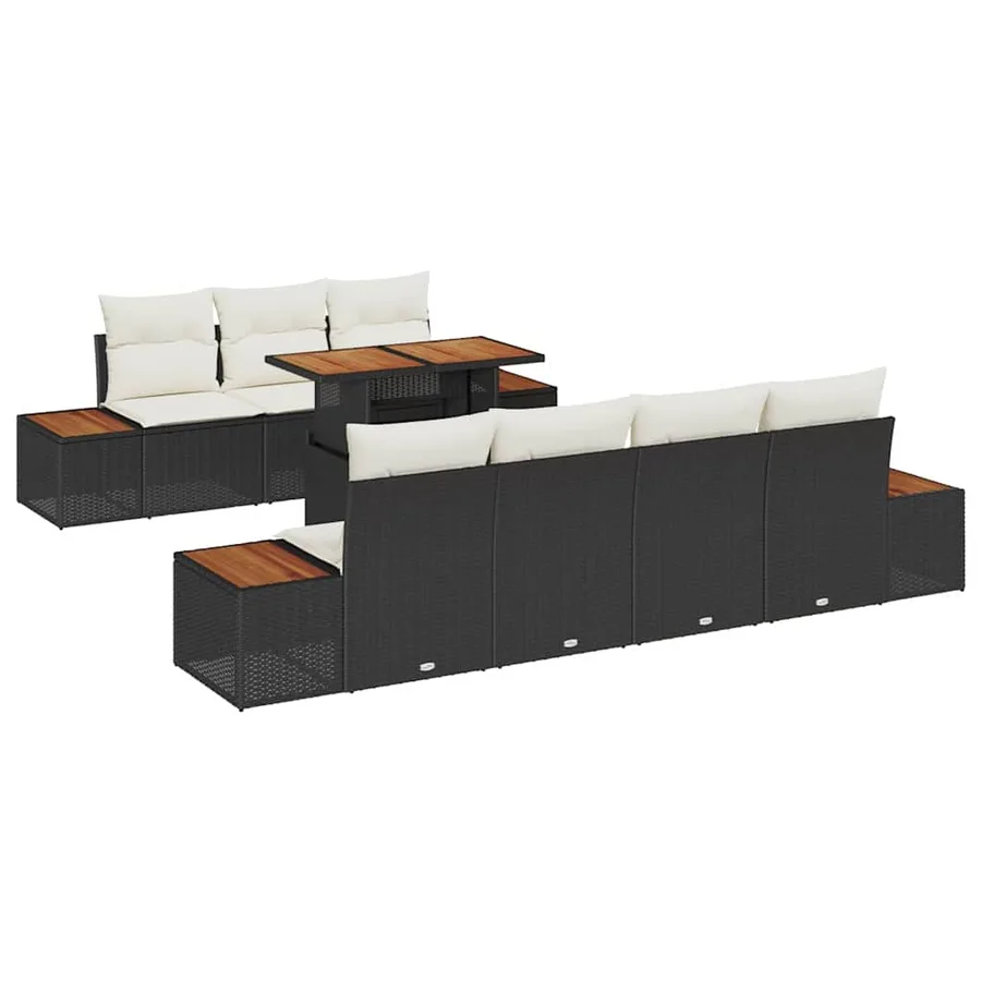 Ensemble de canapé de jardin 8 pcs Noir Poly rotin - 2