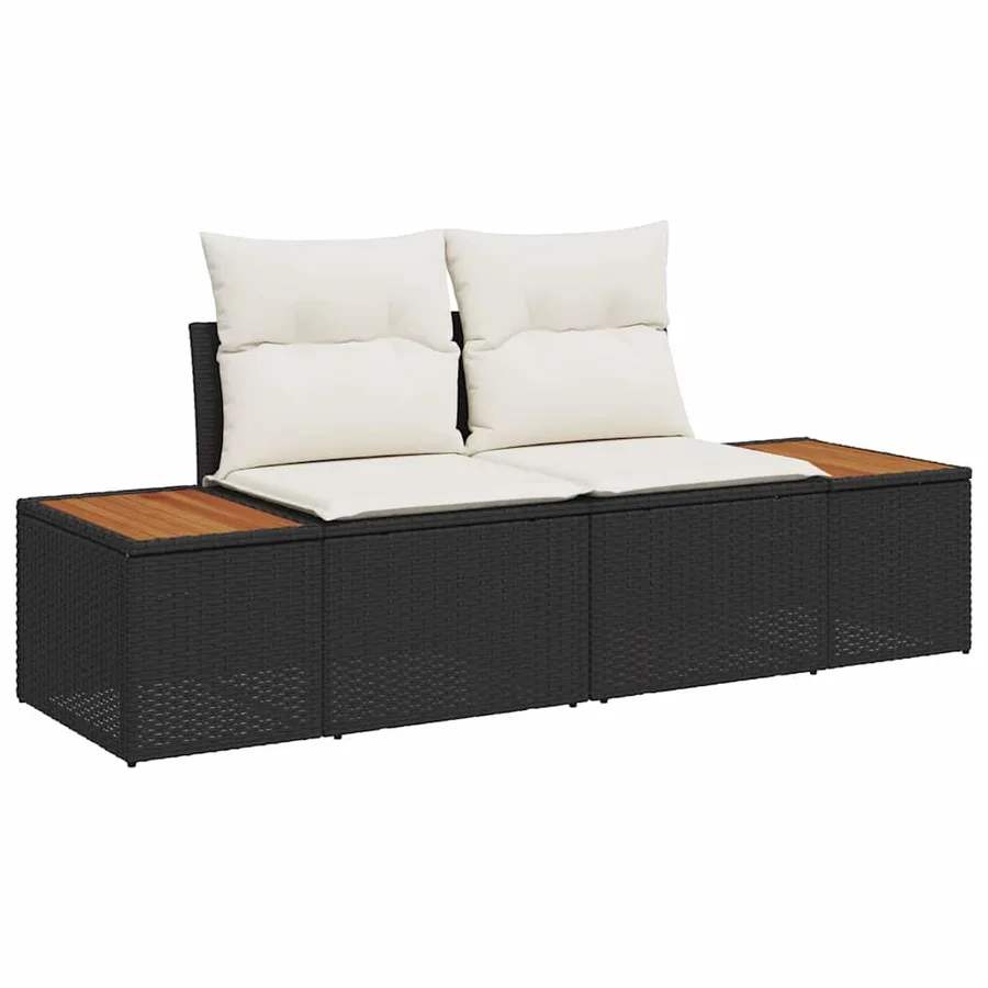 Ensemble de canapé de jardin 8 pcs Noir Poly rotin - 4