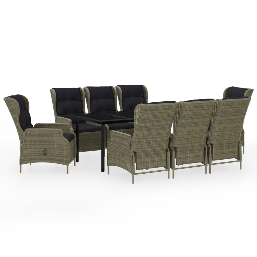 Ensemble à manger de jardin 9 pcs Marron - 2