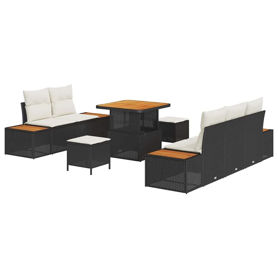 Ensemble de canapé de jardin avec coussin 8 pcs Noir et Crème - 2