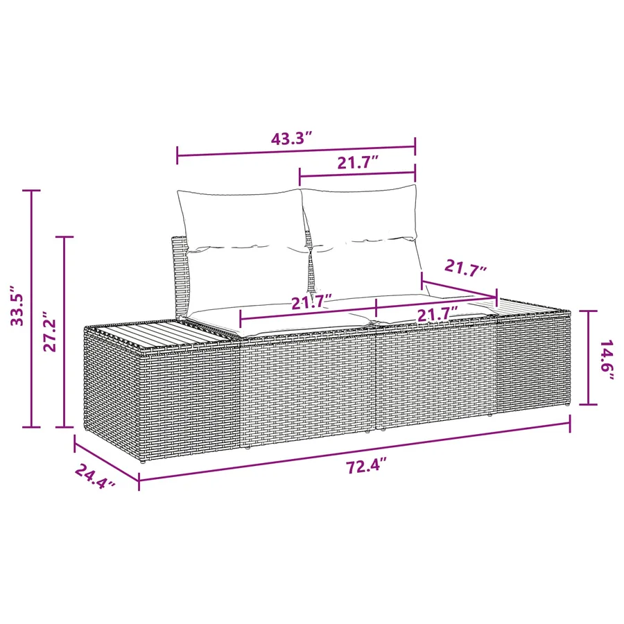 Ensemble de canapé de jardin 5 pcs Noir Poly rotin - 14
