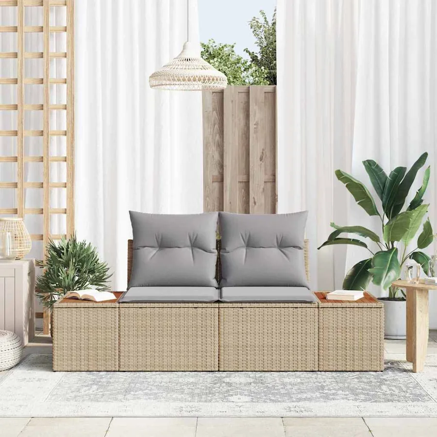 Canapé de jardin Beige 184 x 62 x 85cm polyrotin