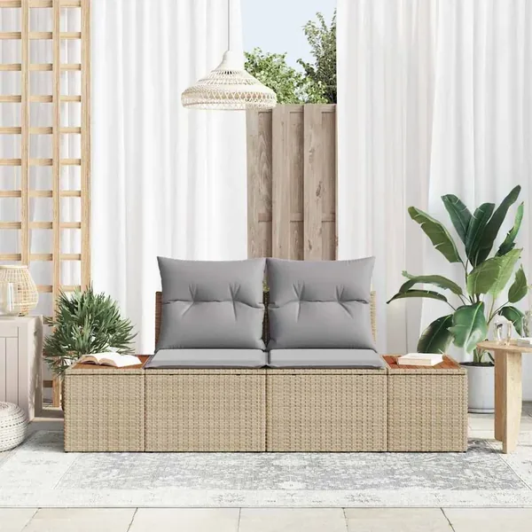 Canapé de jardin Beige 184 x 62 x 85cm polyrotin