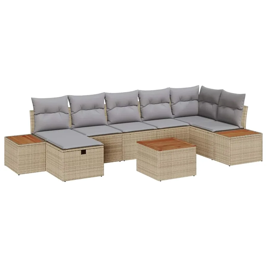 Ensemble de canapé de jardin 8 pcs Beige Poly rotin - 2
