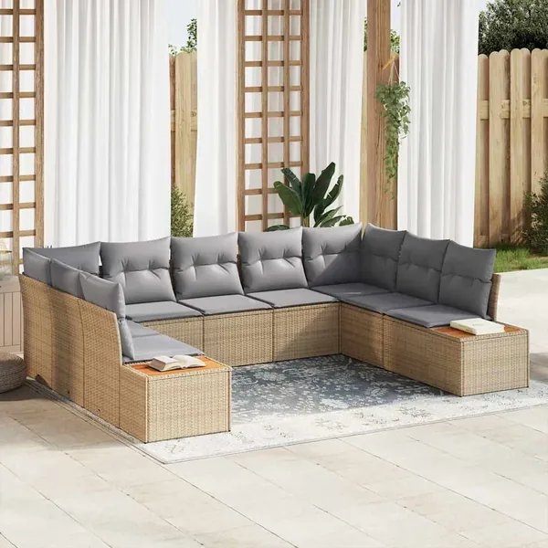 Ensemble de canapé de jardin 5 pcs Beige et Gris clair