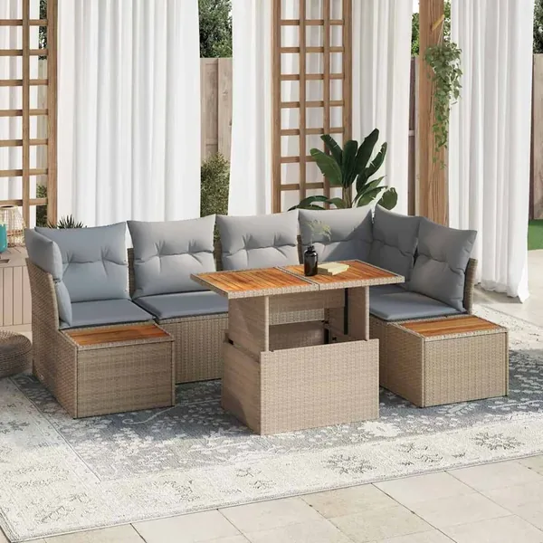 Ensemble de canapé de jardin 10 pcs Beige Poly rotin