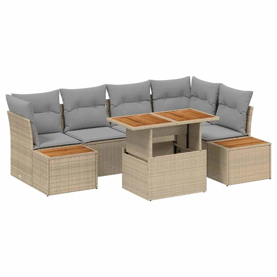 Ensemble de canapé de jardin 10 pcs Beige Poly rotin - 2