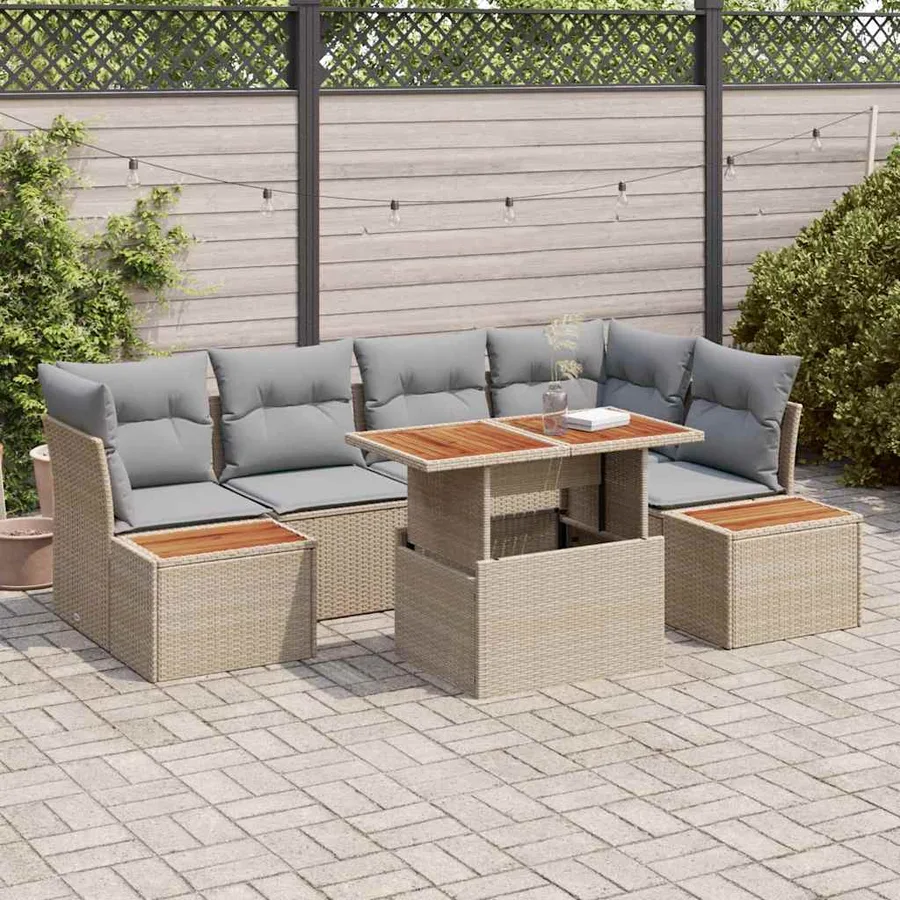 Ensemble de canapé de jardin 10 pcs Beige Poly rotin - 3