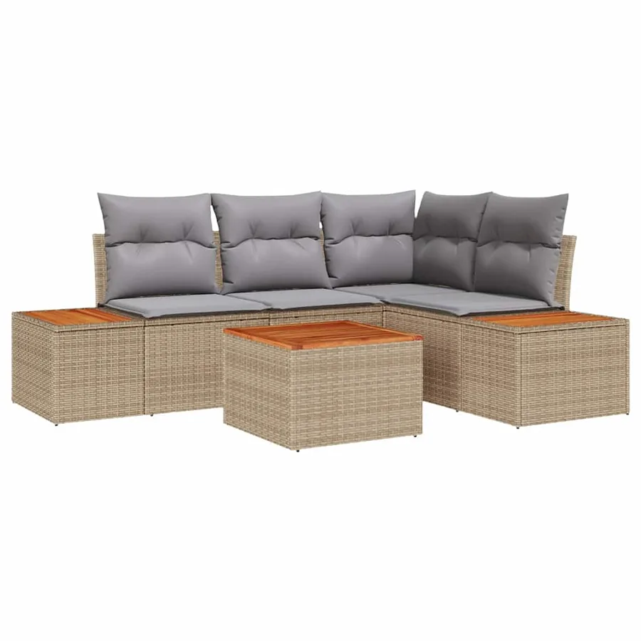 Ensemble de canapé de jardin 4 pcs Beige et Gris clair - 2