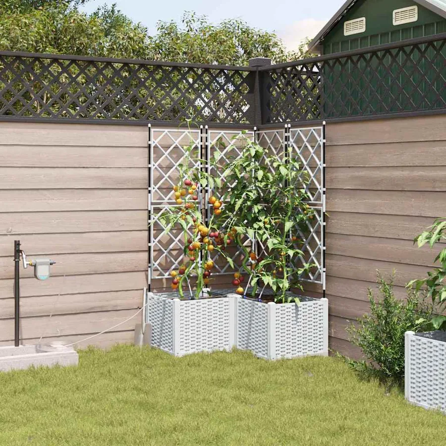 Cache-pot de jardin 3 pc Blanc 80 x 80 x 142 cm PP