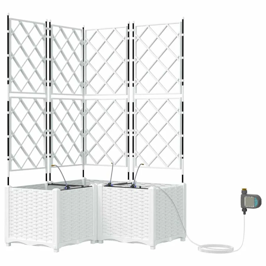 Cache-pot de jardin 3 pc Blanc 80 x 80 x 142 cm PP - 2
