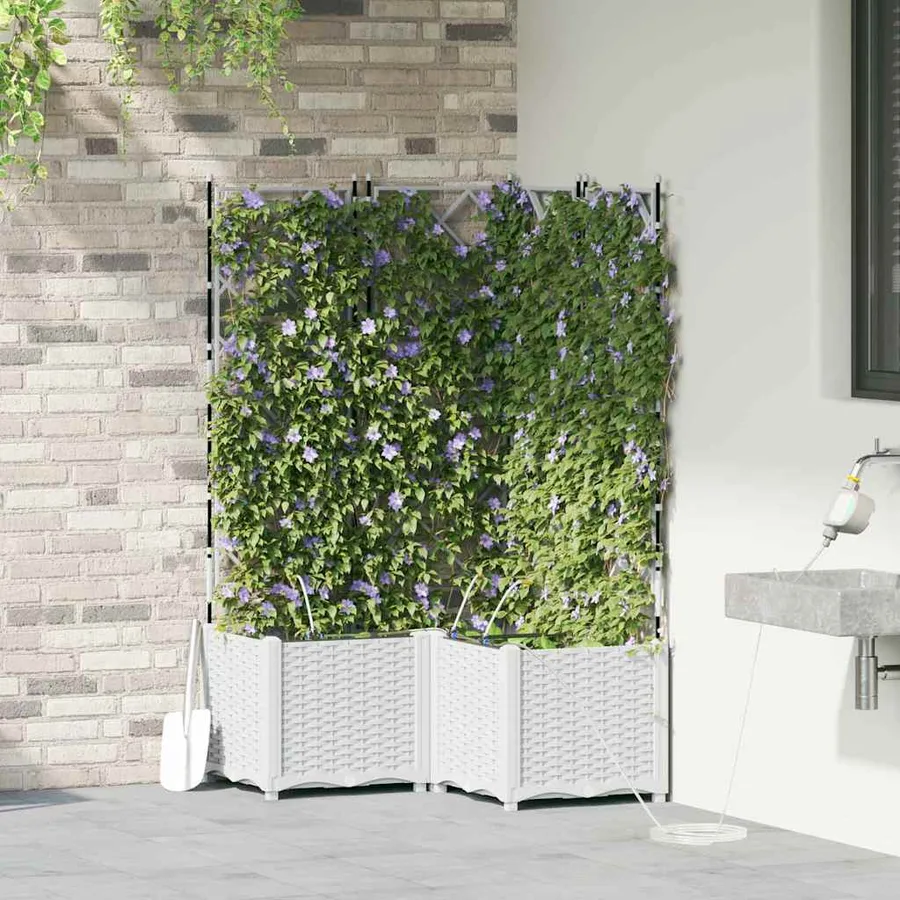 Cache-pot de jardin 3 pc Blanc 80 x 80 x 142 cm PP - 3