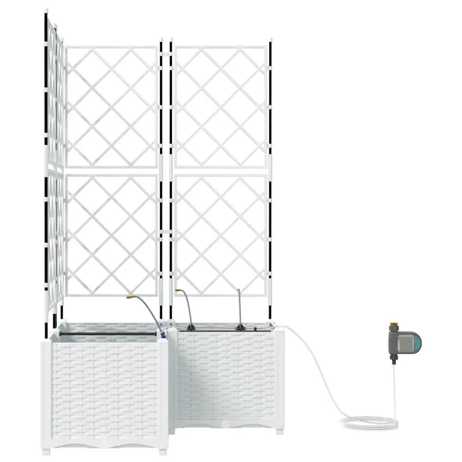 Cache-pot de jardin 3 pc Blanc 80 x 80 x 142 cm PP - 5