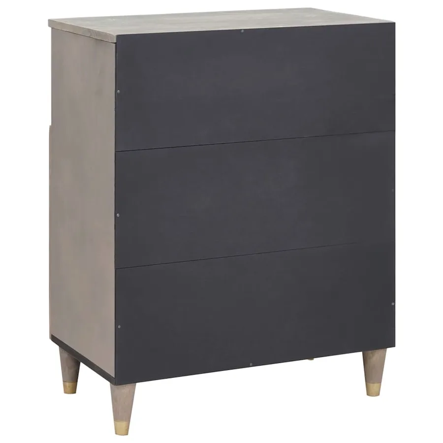 Buffet Gris et or 60 x 33 x 75 cm Bois de mangue massif - 5