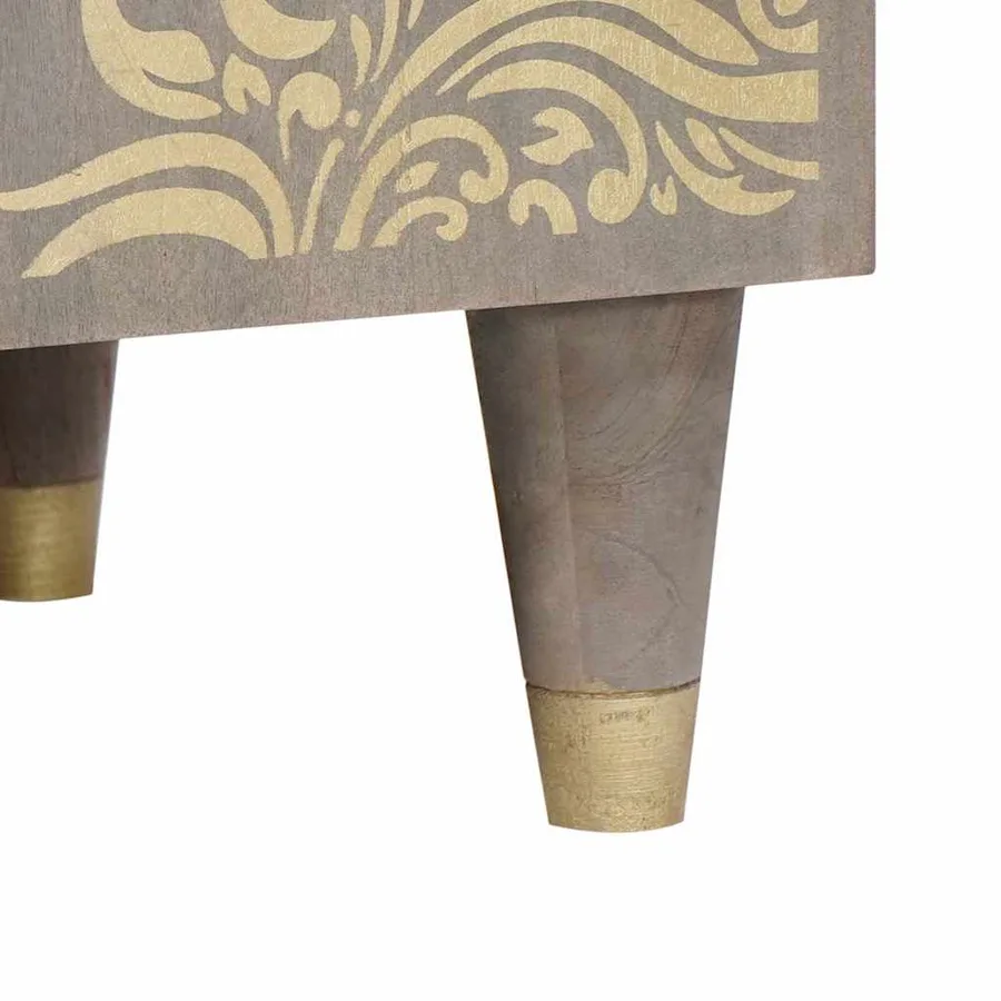 Buffet Gris et or 60 x 33 x 75 cm Bois de mangue massif - 7