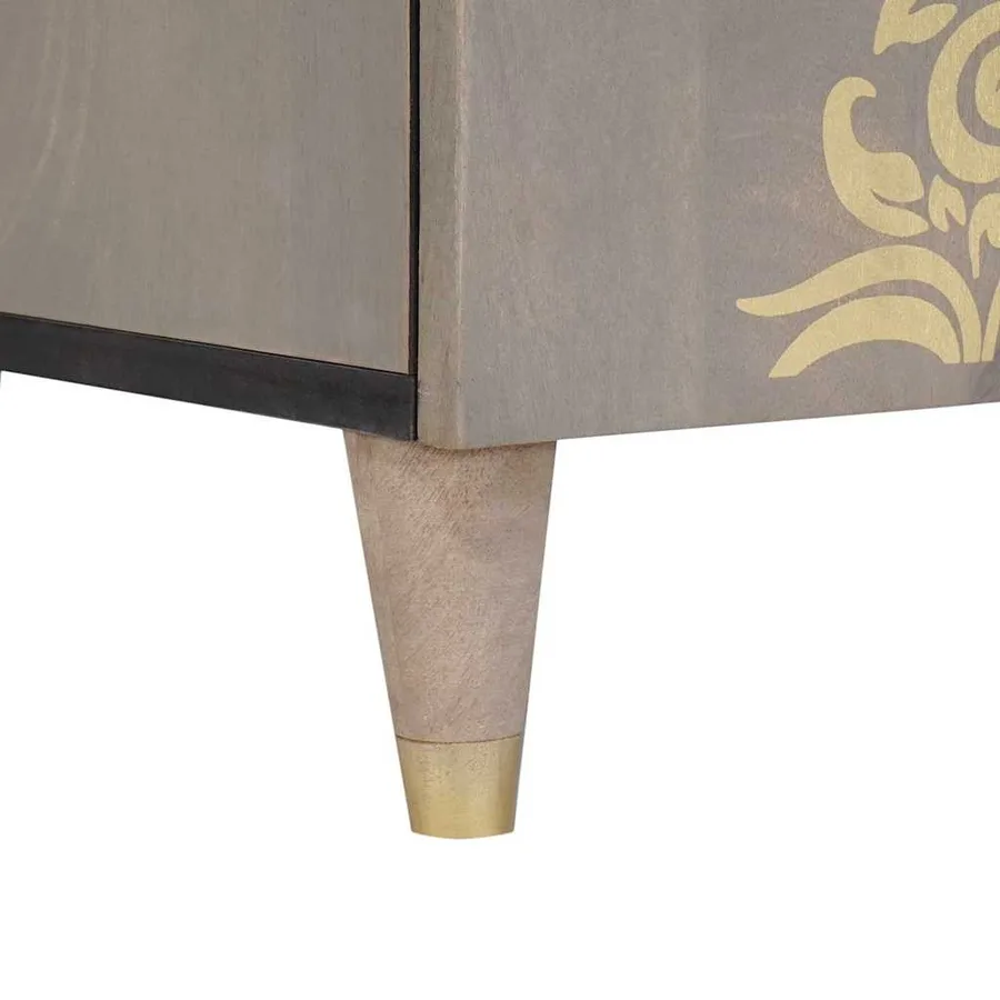 Buffet Gris et or 60 x 33 x 75 cm Bois de mangue massif - 8