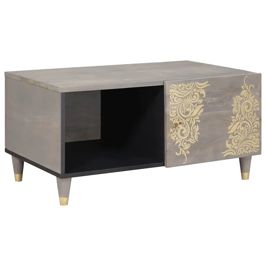 Table basse Gris 80 x 50 x 40 cm Bois de mangue massif