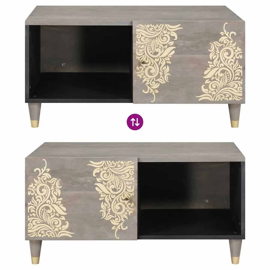 Table basse Gris 80 x 50 x 40 cm Bois de mangue massif - 10