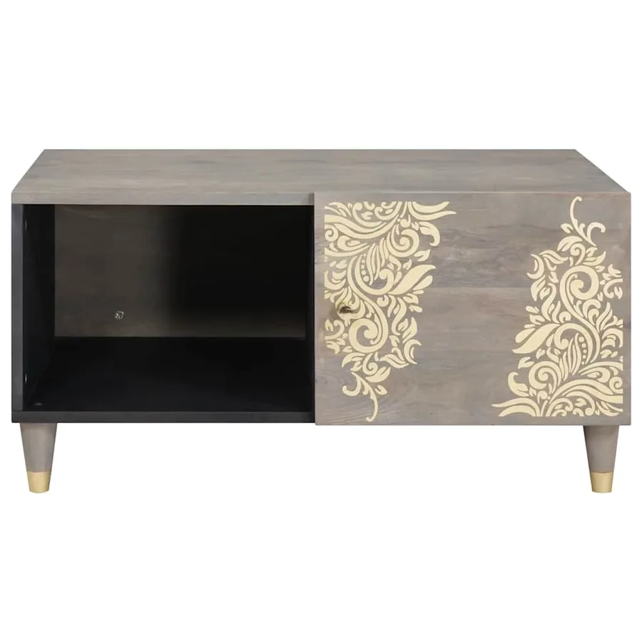 Table basse Gris 80 x 50 x 40 cm Bois de mangue massif - 3
