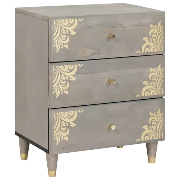 Cabinet de chevet Gris 50 x 33 x 62 cm Bois de mangue massif