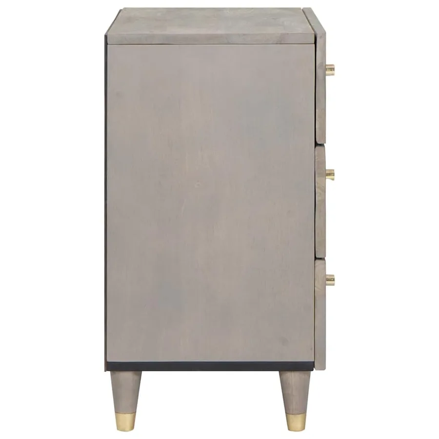 Cabinet de chevet Gris 50 x 33 x 62 cm Bois de mangue massif - 4