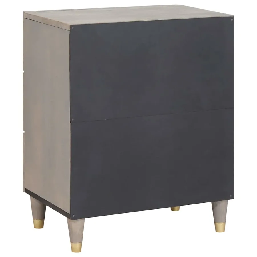Cabinet de chevet Gris 50 x 33 x 62 cm Bois de mangue massif - 5
