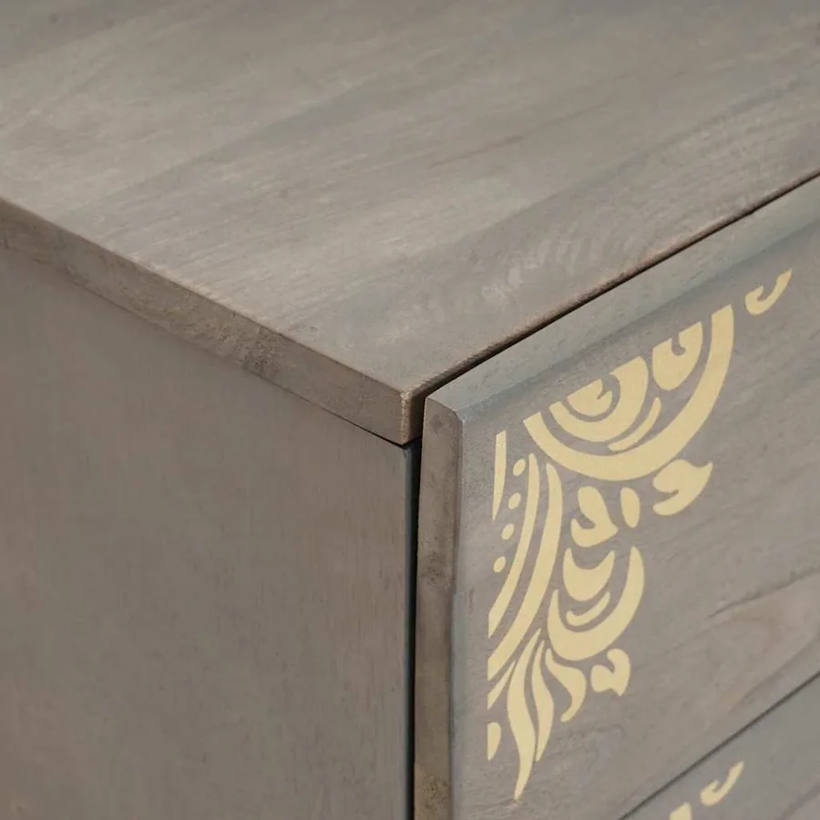 Cabinet de chevet Gris 50 x 33 x 62 cm Bois de mangue massif - 6