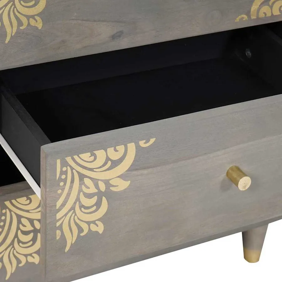 Cabinet de chevet Gris 50 x 33 x 62 cm Bois de mangue massif - 7