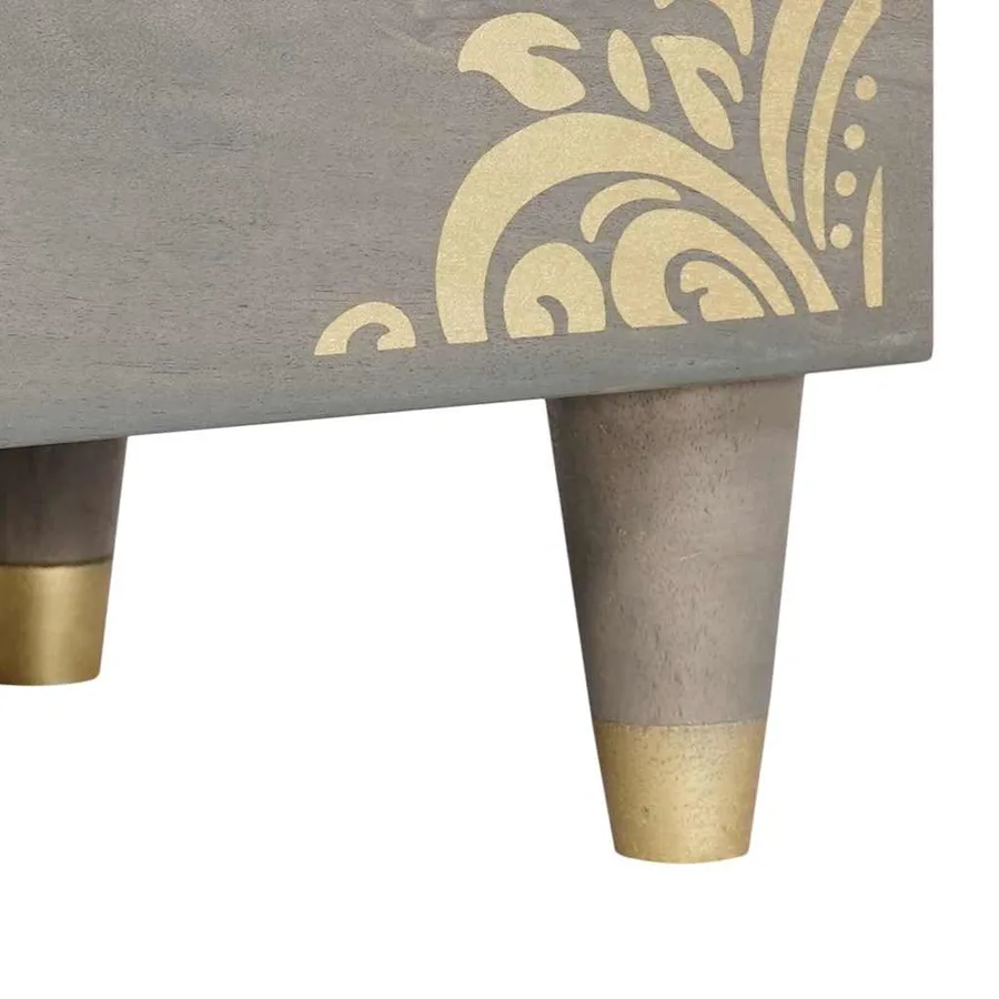 Cabinet de chevet Gris 50 x 33 x 62 cm Bois de mangue massif - 8