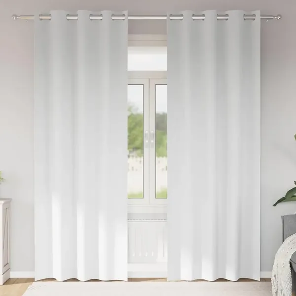 Rideaux occultants avec anneaux 2 pcs Blanc pur 245 x 140 cm
