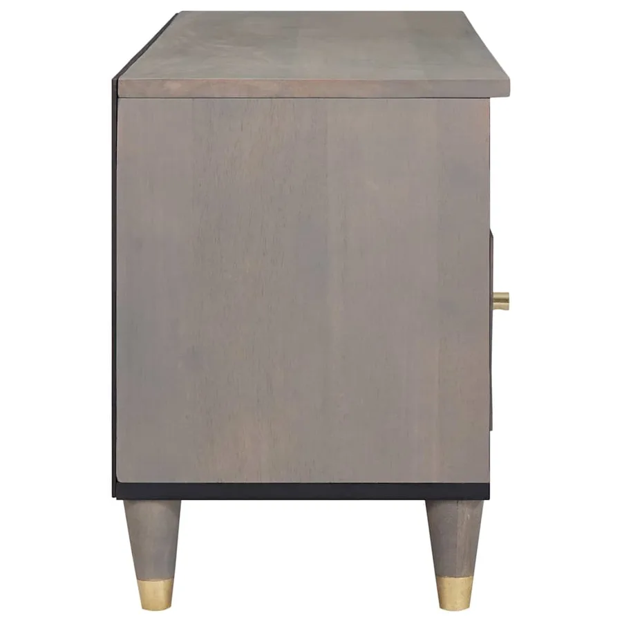 Meuble TV Gris 100 x 33 x 46 cm Bois de mangue massif - 4