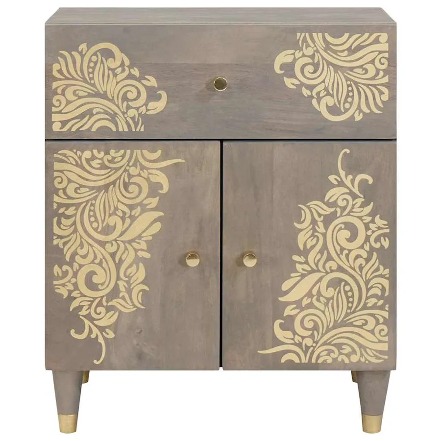 Cabinet de chevet avec porte avec tiroir Gris 50 x 33 x 60 cm - 3