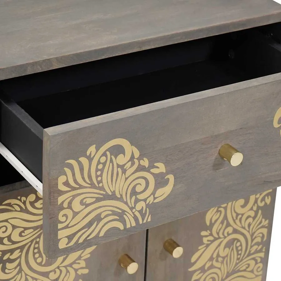Cabinet de chevet avec porte avec tiroir Gris 50 x 33 x 60 cm - 7