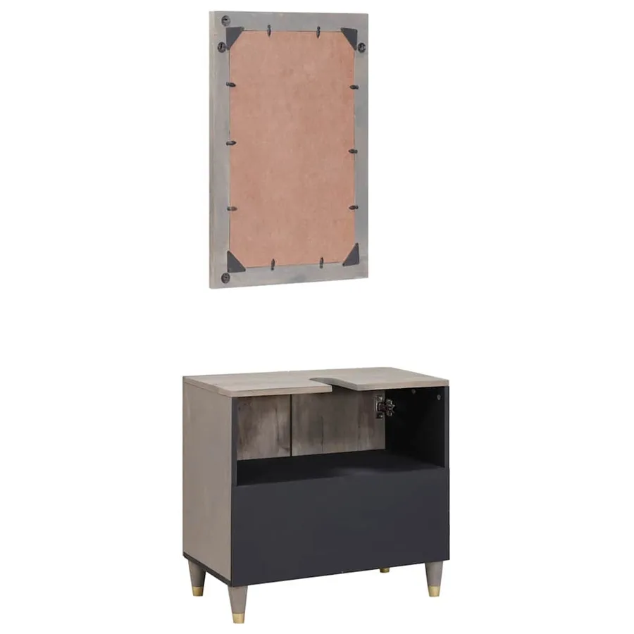 Ensemble de Meubles de Salle de Bain Montage mural 2 pcs Gris - 6