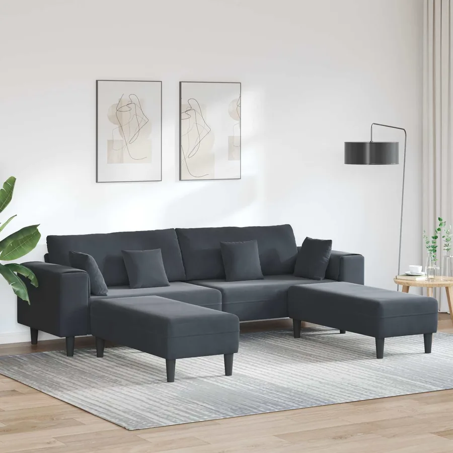 Canapé 3 pcs Gris foncé 250 x 188 x 76 cm Velours
