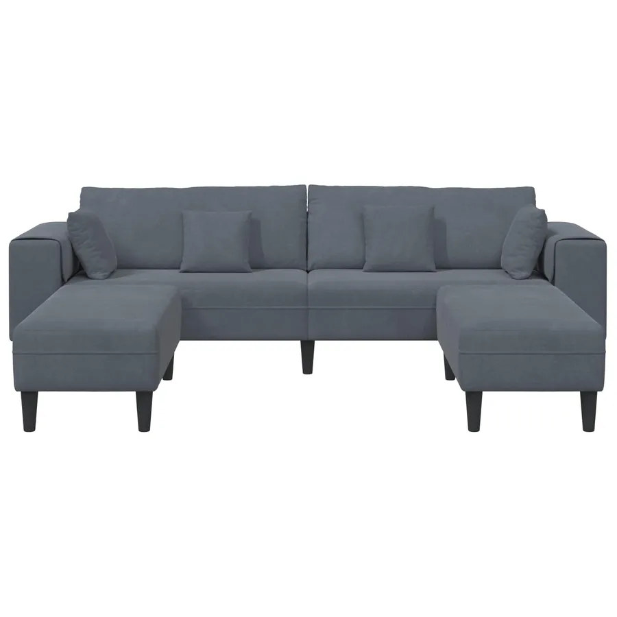 Canapé 3 pcs Gris foncé 250 x 188 x 76 cm Velours - 4