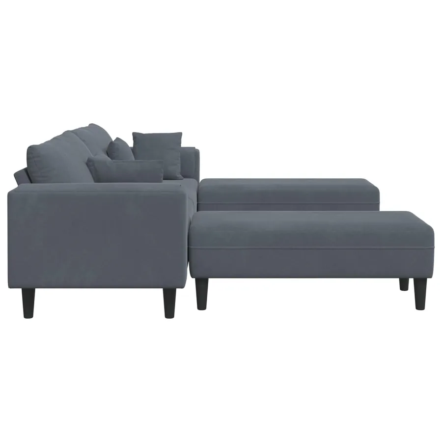 Canapé 3 pcs Gris foncé 250 x 188 x 76 cm Velours - 5
