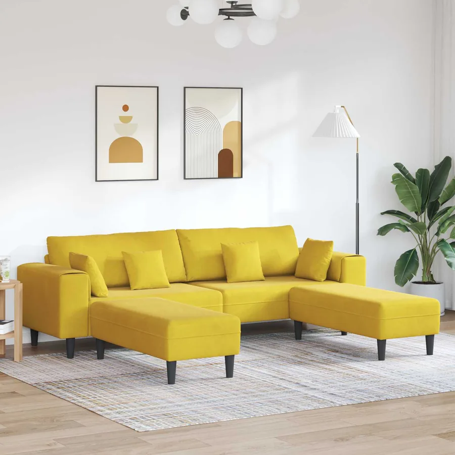 Canapé 3 pcs Jaune 250 x 188 x 76 cm Velours