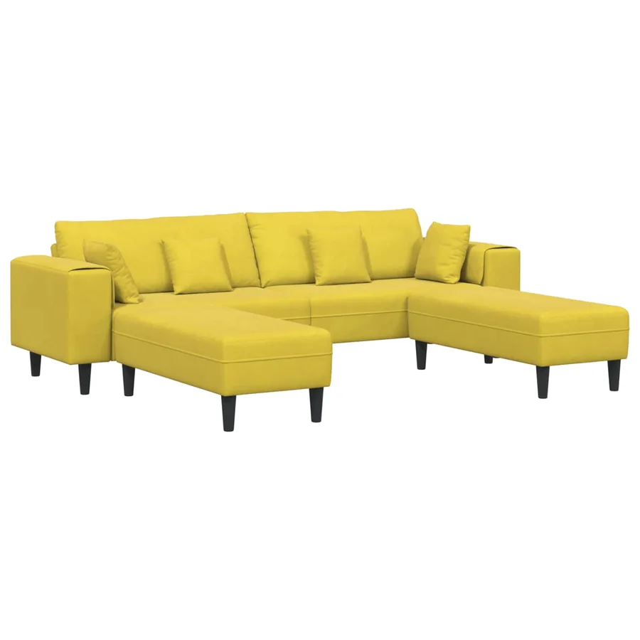 Canapé 3 pcs Jaune 250 x 188 x 76 cm Velours - 2