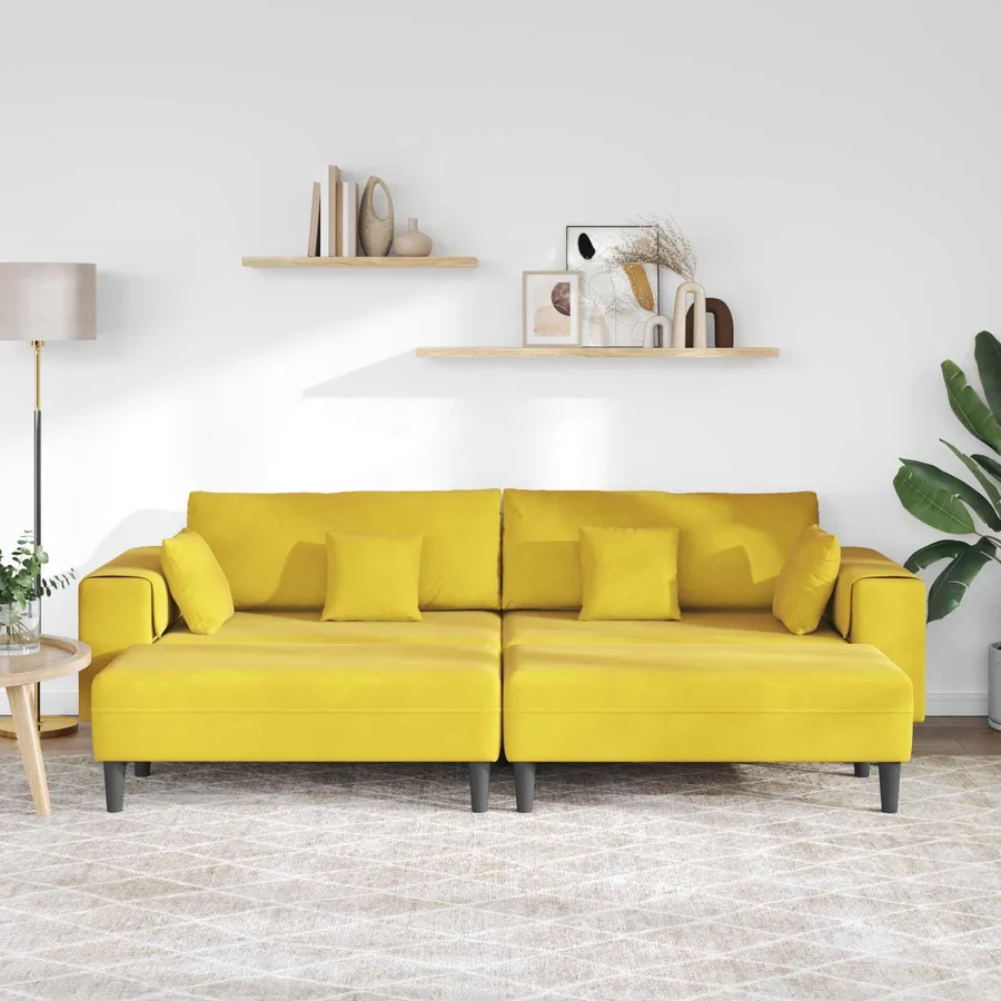 Canapé 3 pcs Jaune 250 x 188 x 76 cm Velours - 3