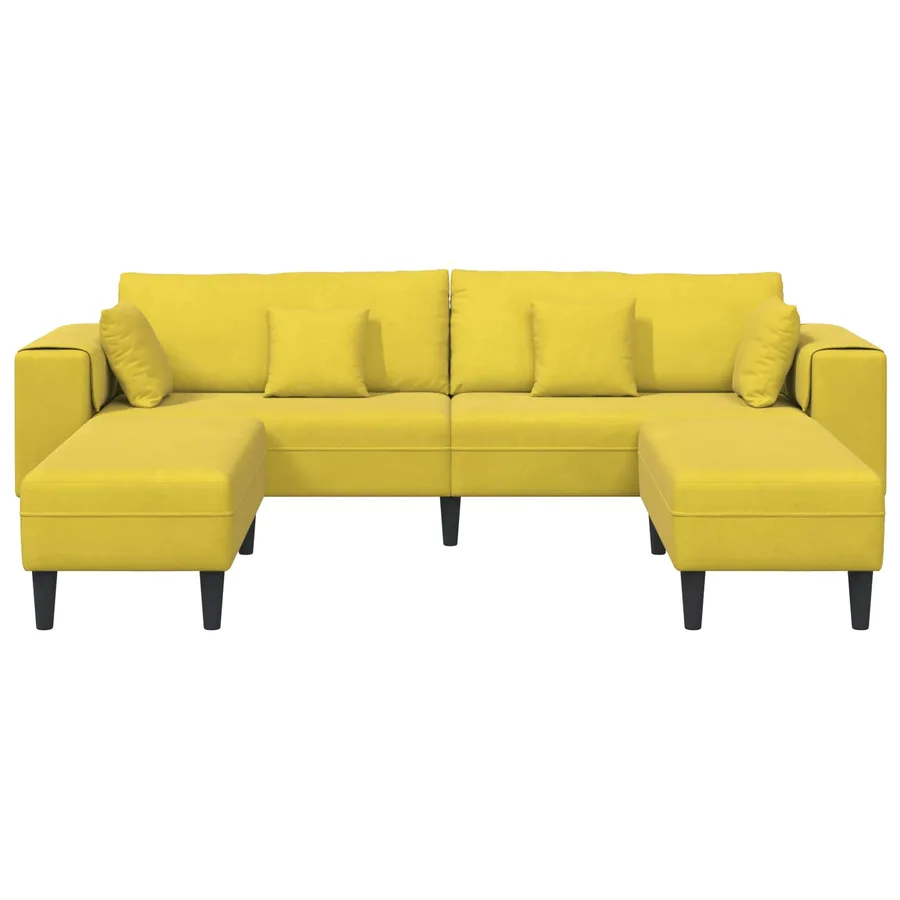 Canapé 3 pcs Jaune 250 x 188 x 76 cm Velours - 4