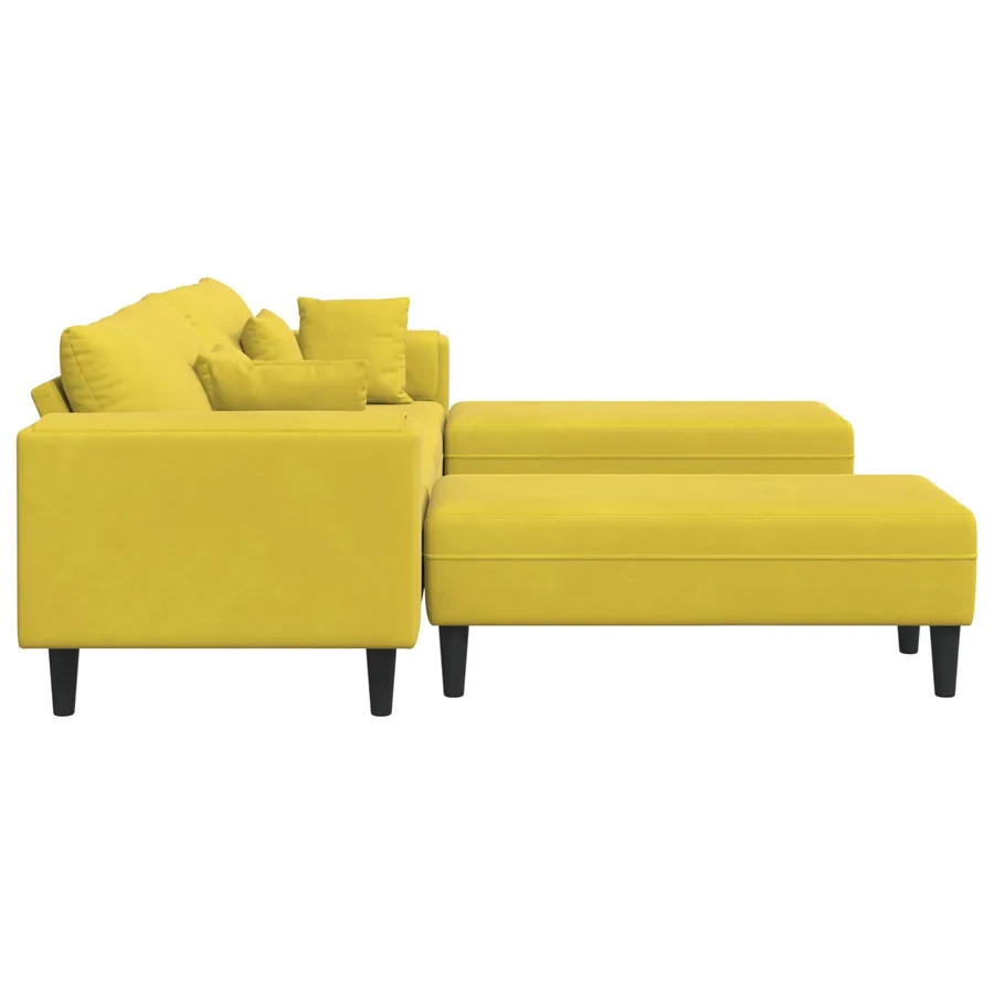 Canapé 3 pcs Jaune 250 x 188 x 76 cm Velours - 5