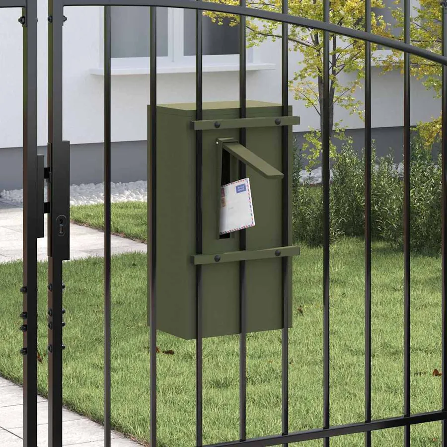 boîte aux lettres avec porte Vert olive 30 x 20 x 55 cm Acier - 3