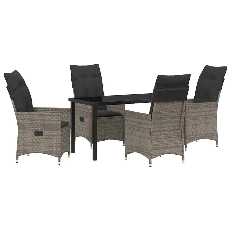 Ensemble de salle à manger pour jardin 5 pcs Gris polyrotin - 2