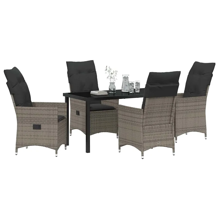 Ensemble de salle à manger pour jardin 5 pcs Gris polyrotin - 3