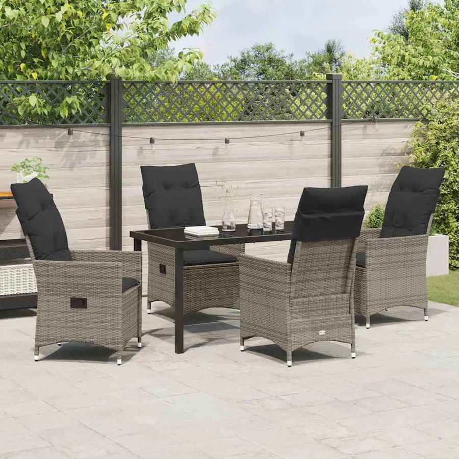 Ensemble de salle à manger pour jardin 5 pcs Gris polyrotin - 4