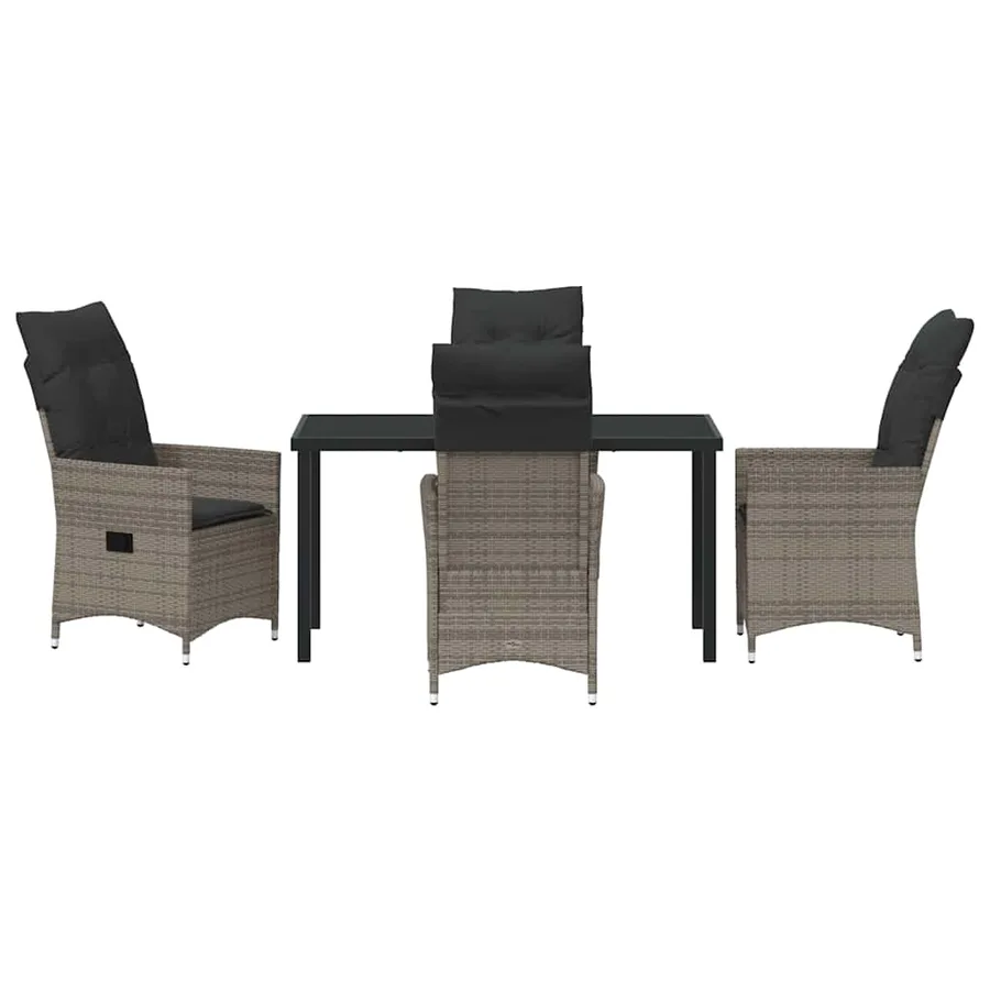 Ensemble de salle à manger pour jardin 5 pcs Gris polyrotin - 7