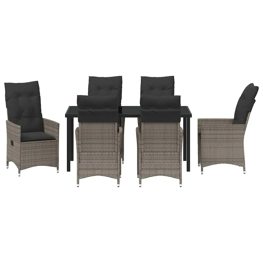 Ensemble de salle à manger pour jardin 7 pcs Gris polyrotin - 7