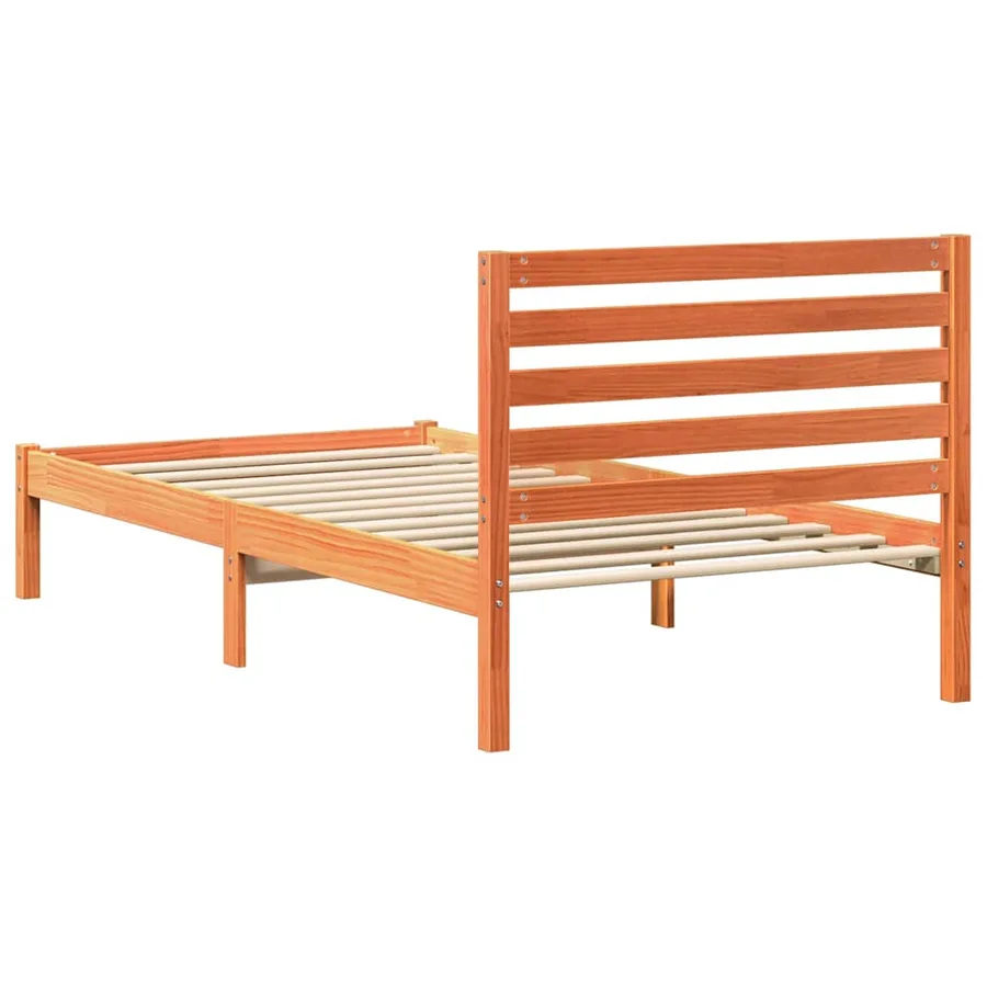 Cadre de lit avec tête de lit Brun cire 100 x 200 cm Pin massif - 7